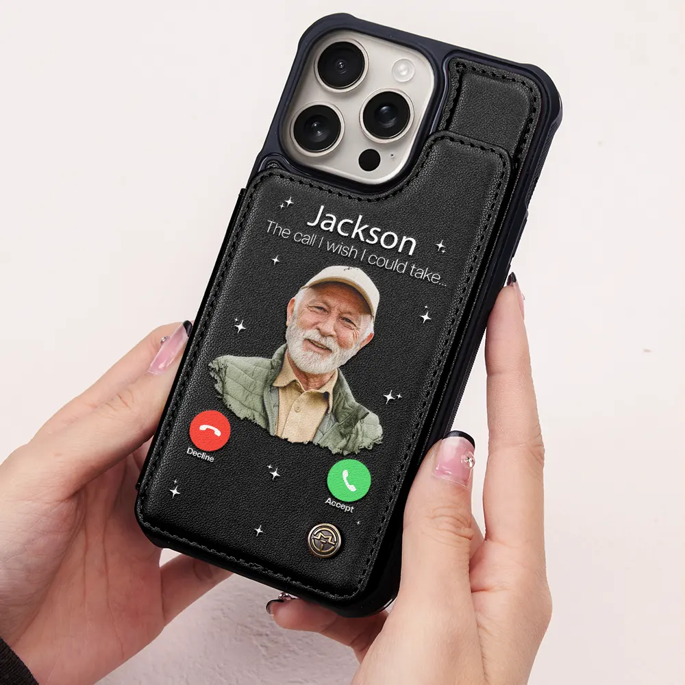Custom Photo The Call I Wish I Could Take - Personalized Leather Flip Wallet Phone Case - Image 3