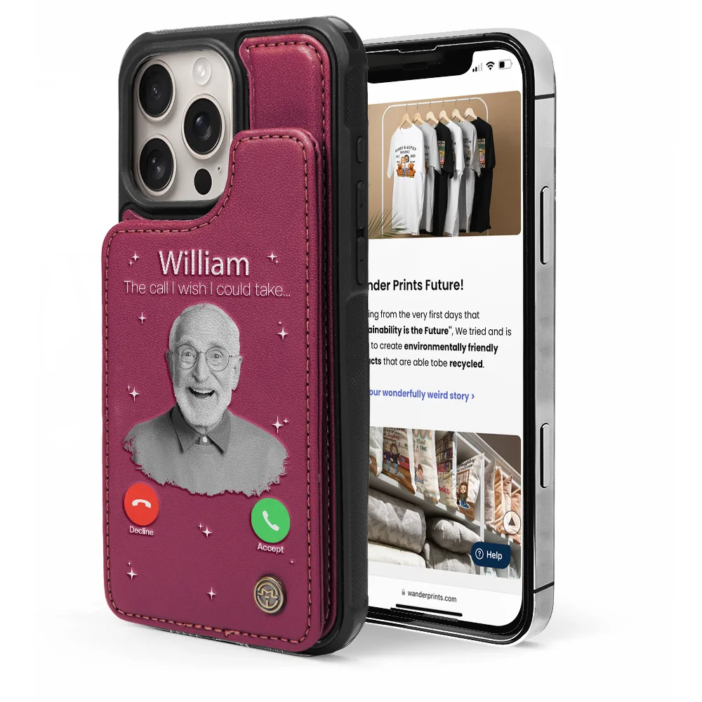 Custom Photo The Call I Wish I Could Take - Personalized Leather Flip Wallet Phone Case - Image 6
