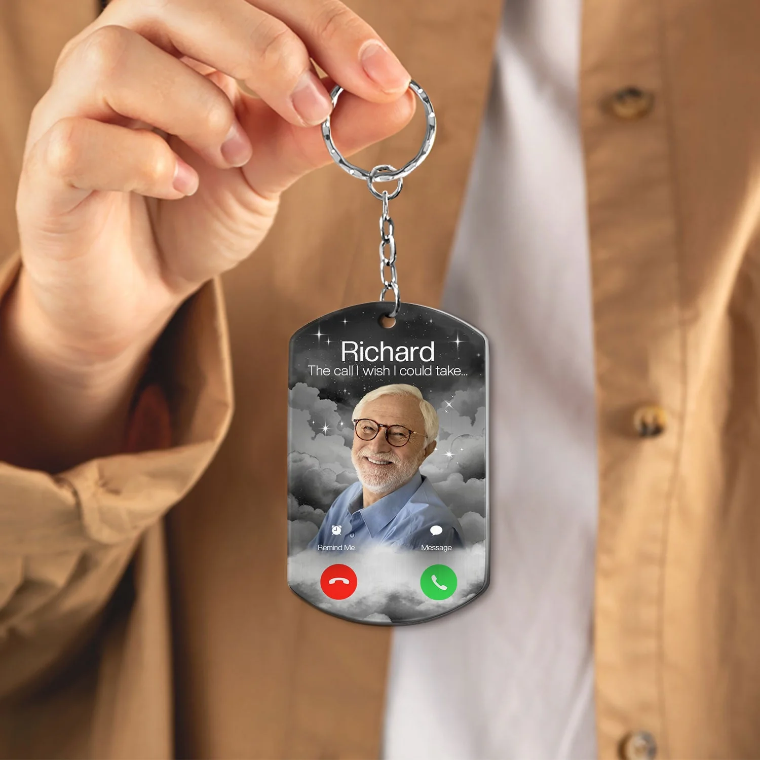 Custom Photo The Call I Wish - Memorial Gift For Family, Dad, Mom, Grandpa, Grandma - Personalized Aluminum Keychain - Image 5