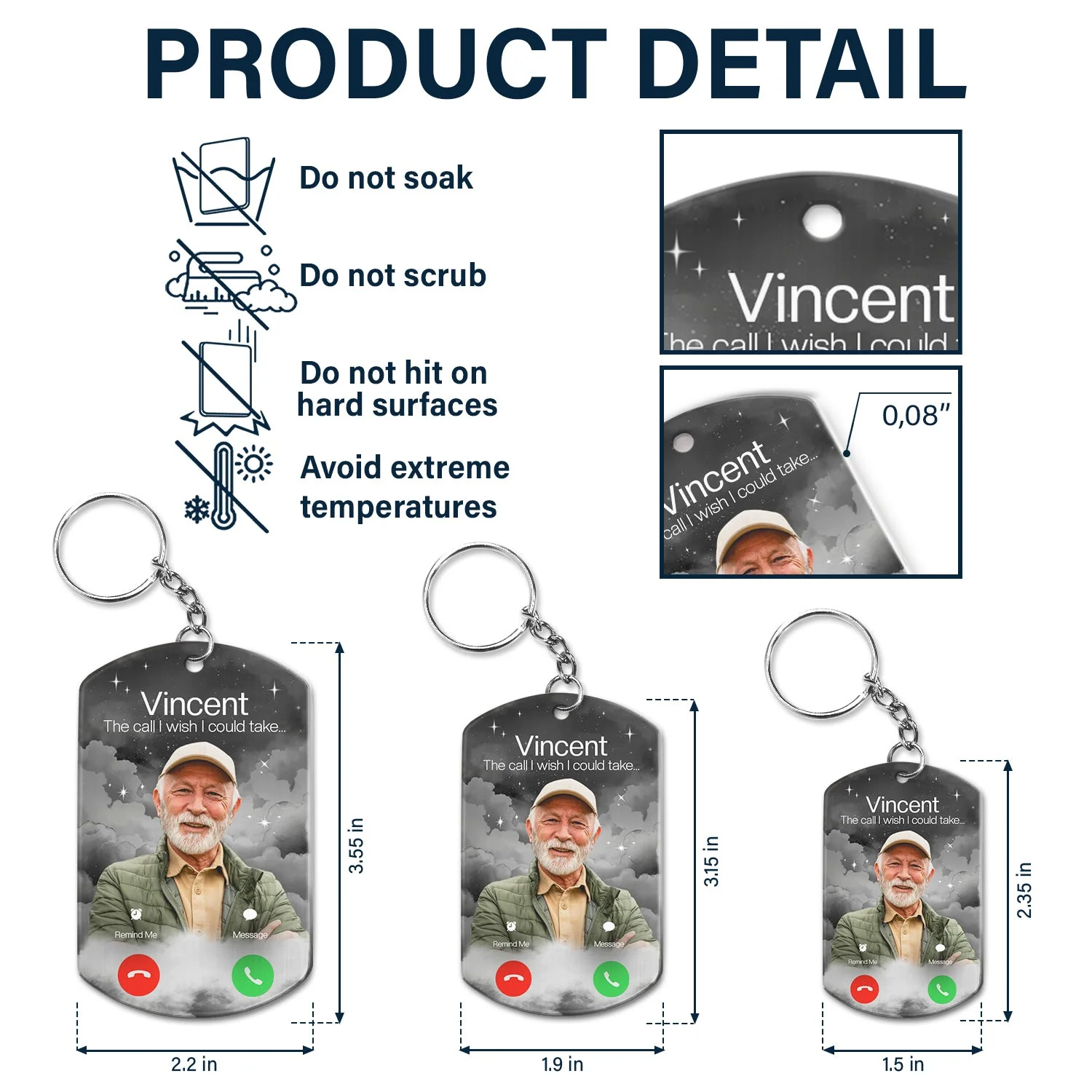 Custom Photo The Call I Wish - Memorial Gift For Family, Dad, Mom, Grandpa, Grandma - Personalized Aluminum Keychain - Image 6