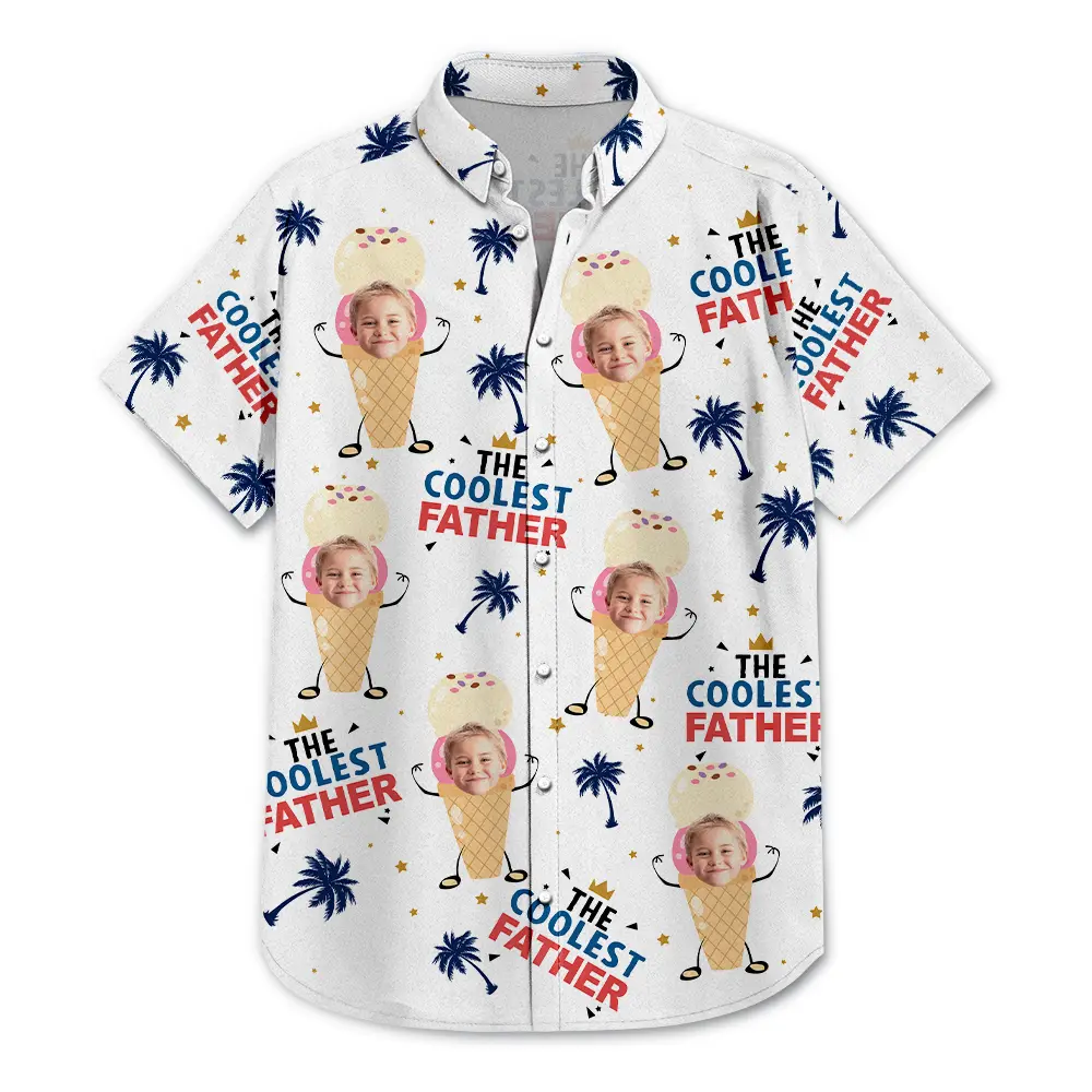 Custom Photo The Coolest Pop Ice Cream Dad - Personalized Hawaiian Shirt - Image 4