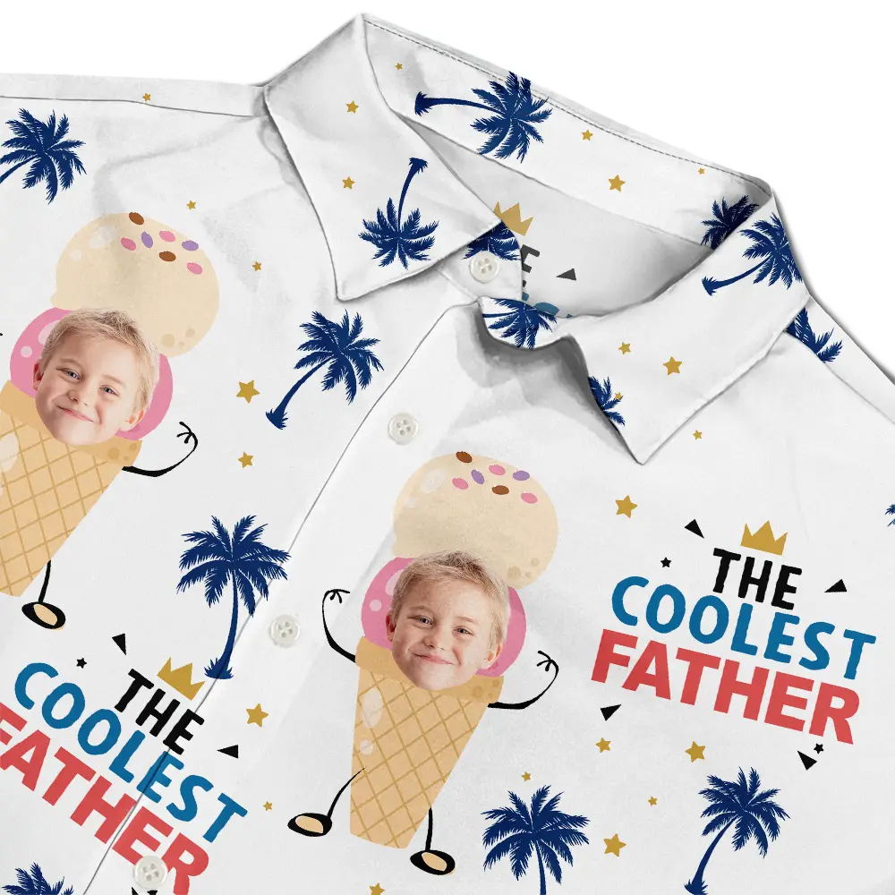 Custom Photo The Coolest Pop Ice Cream Dad - Personalized Hawaiian Shirt - Image 5