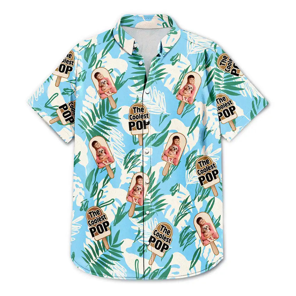 Custom Photo The Coolest Pop - Personalized Hawaiian Shirt - Image 3