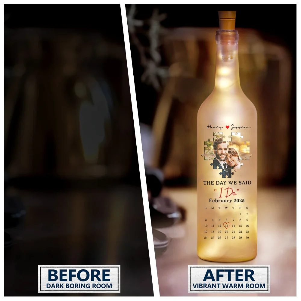 Custom Photo The Day I Found My Missing Piece - Personalized Bottle Light - Image 2
