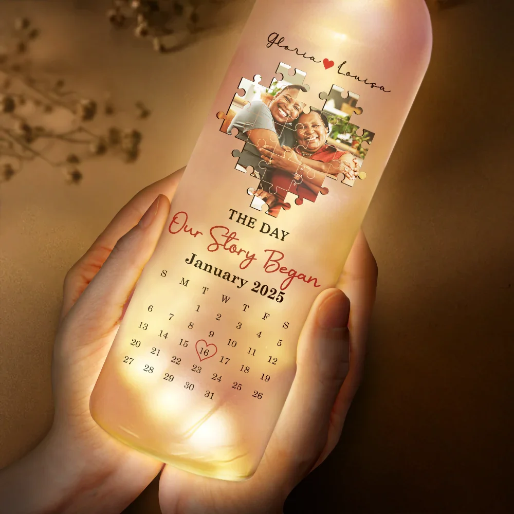 Custom Photo The Day I Found My Missing Piece - Personalized Bottle Light - Image 3