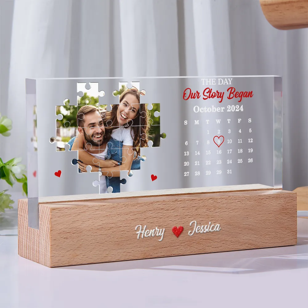 Custom Photo The Day I Found My Missing Piece - Personalized Rectangle LED Light - Image 2