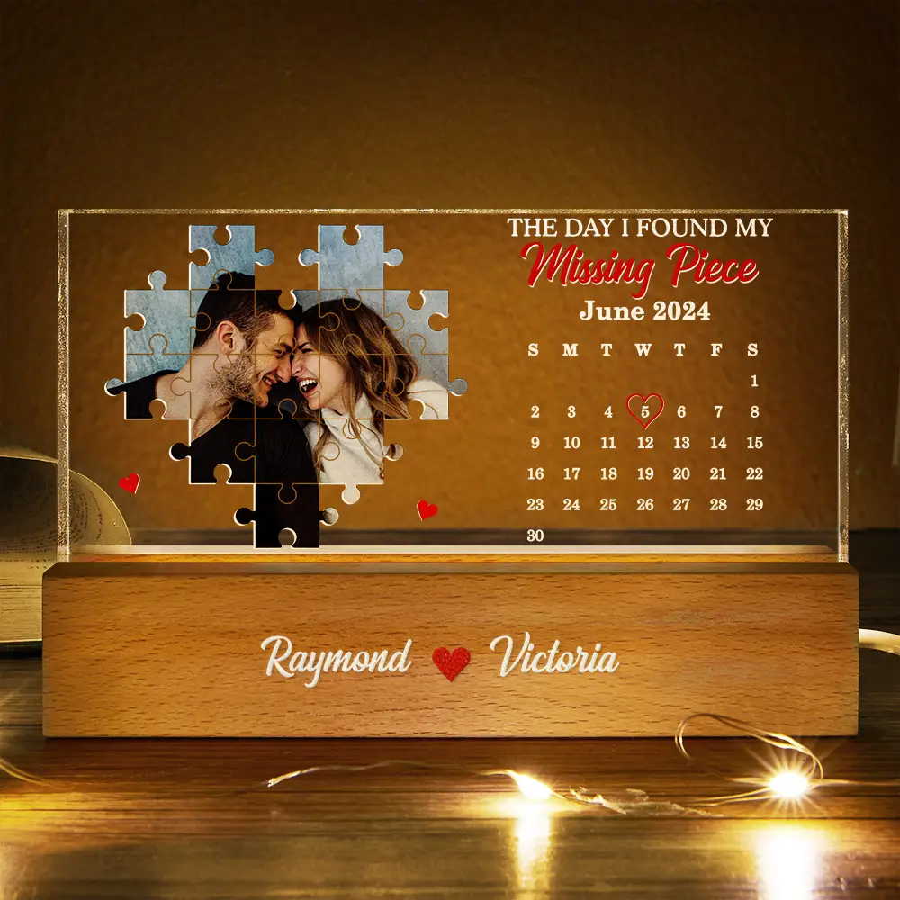 Custom Photo The Day I Found My Missing Piece - Personalized Rectangle LED Light - Image 3
