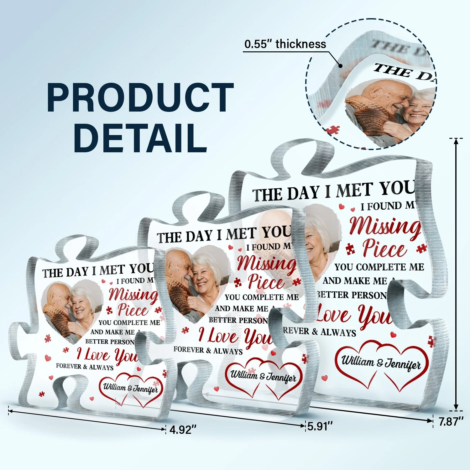 Custom Photo The Day I Met You - Gift For Couples - Personalized Puzzle Shaped Acrylic Plaque - Image 5