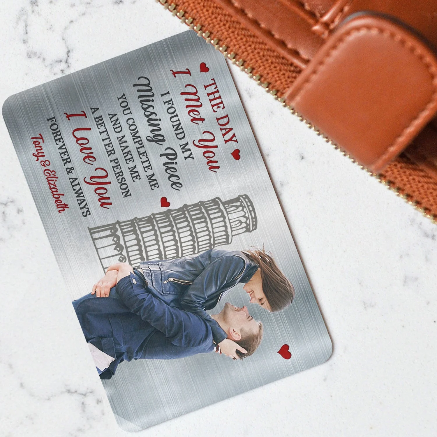 Custom Photo The Day I Met You I Found My Missing Piece - Anniversary Gift For Spouse, Lover, Couple - Personalized Aluminum Wallet Card - Image 4