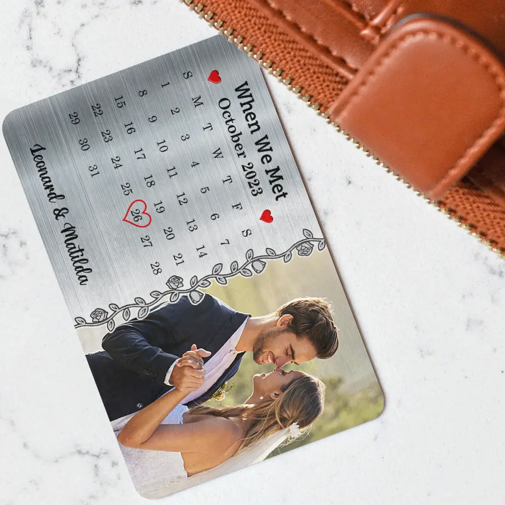 Custom Photo The Day Our Journey Began Couple - Personalized Aluminum Wallet Card - Image 3