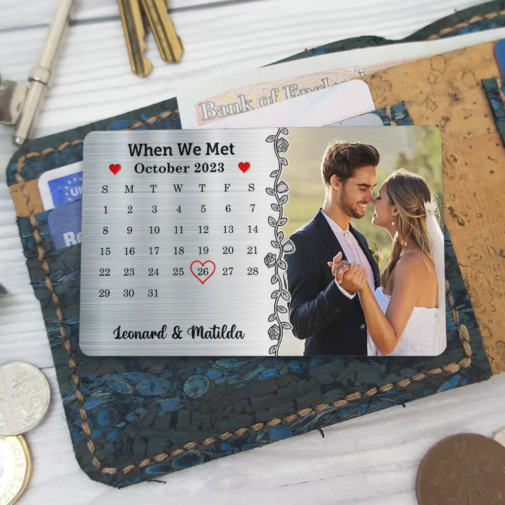 Custom Photo The Day Our Journey Began Couple - Personalized Aluminum Wallet Card - Image 6