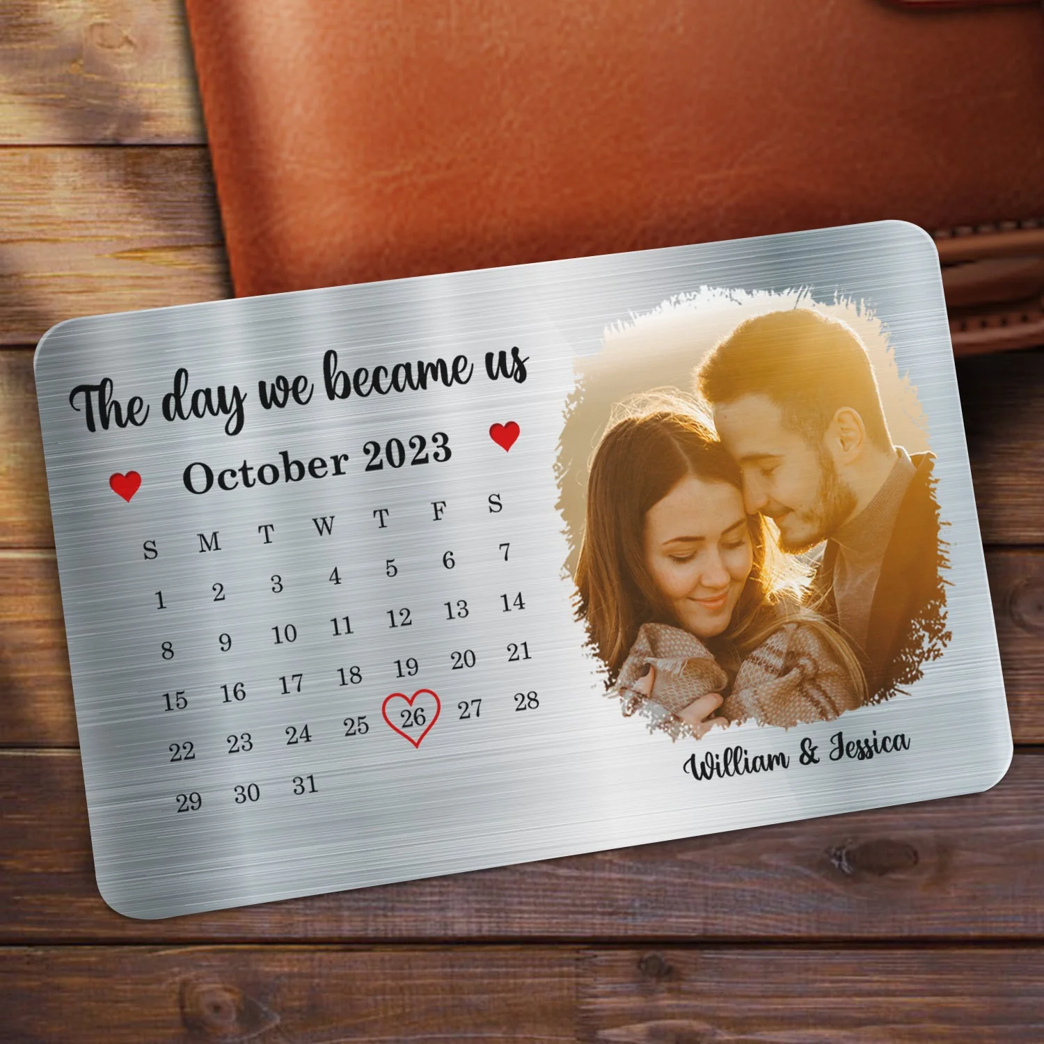 Custom Photo The Day We Became Us - Gift For Couples - Personalized Aluminum Wallet Card - Image 2