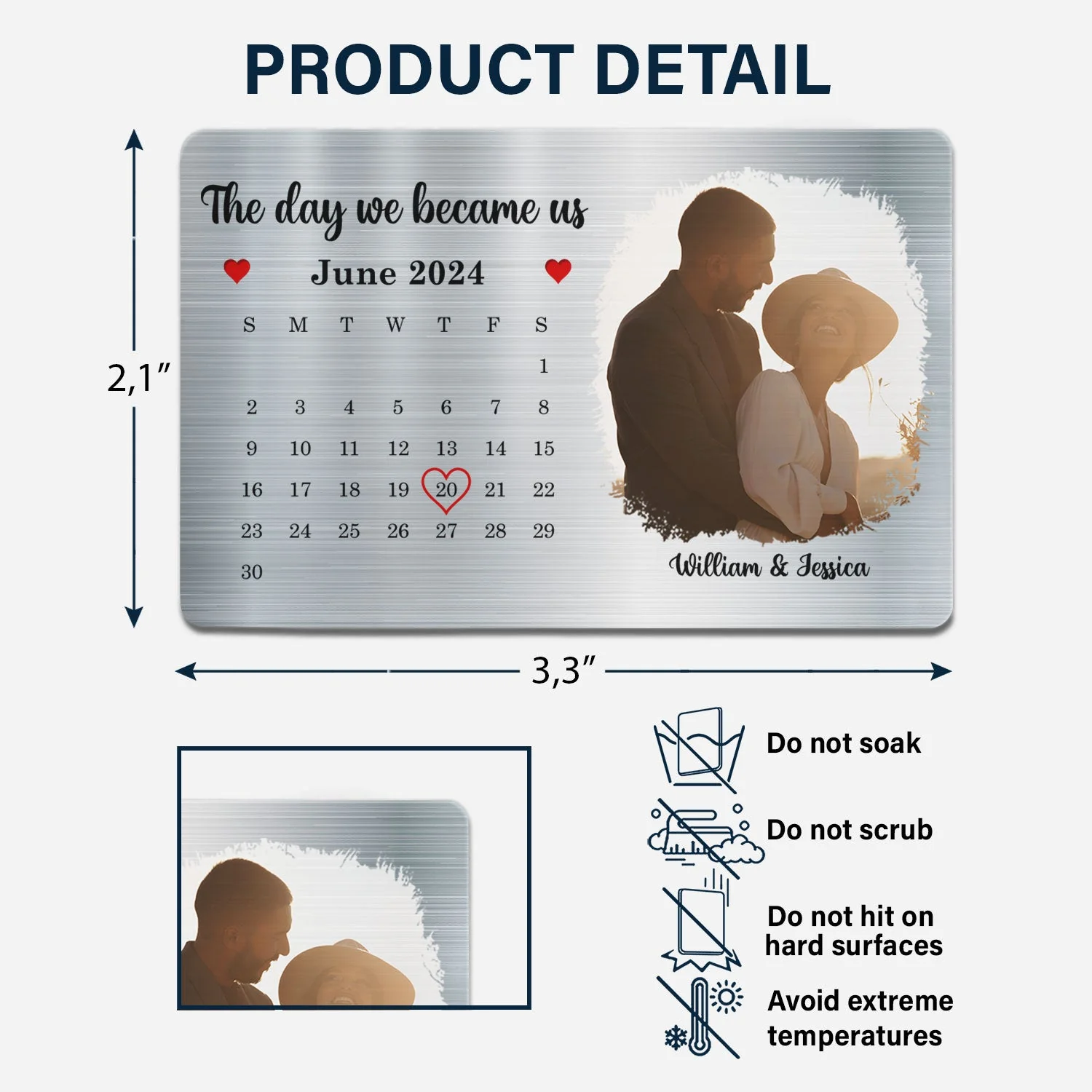 Custom Photo The Day We Became Us - Gift For Couples - Personalized Aluminum Wallet Card - Image 4