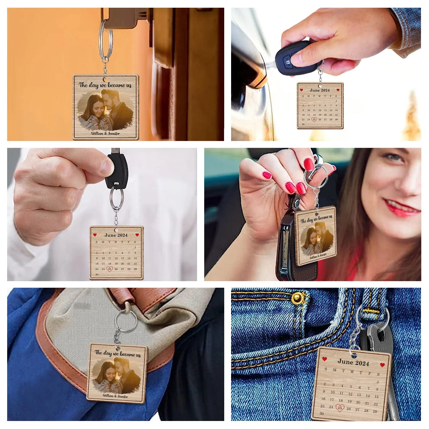 Custom Photo The Day We Became Us - Gift For Couples - Personalized Wooden Keychain - Image 6