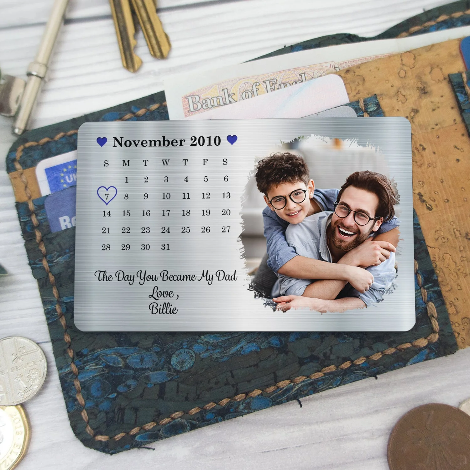 Custom Photo The Day You Became My Dad - Gift For Dad, Father, Grandad, Husband - Personalized Aluminum Wallet Card - Image 5
