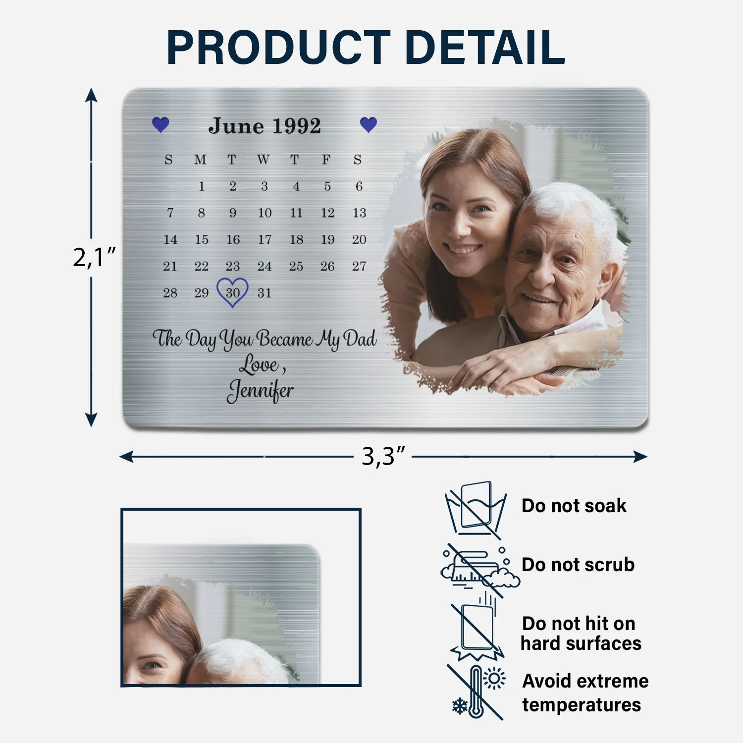 Custom Photo The Day You Became My Dad - Gift For Dad, Father, Grandad, Husband - Personalized Aluminum Wallet Card - Image 6