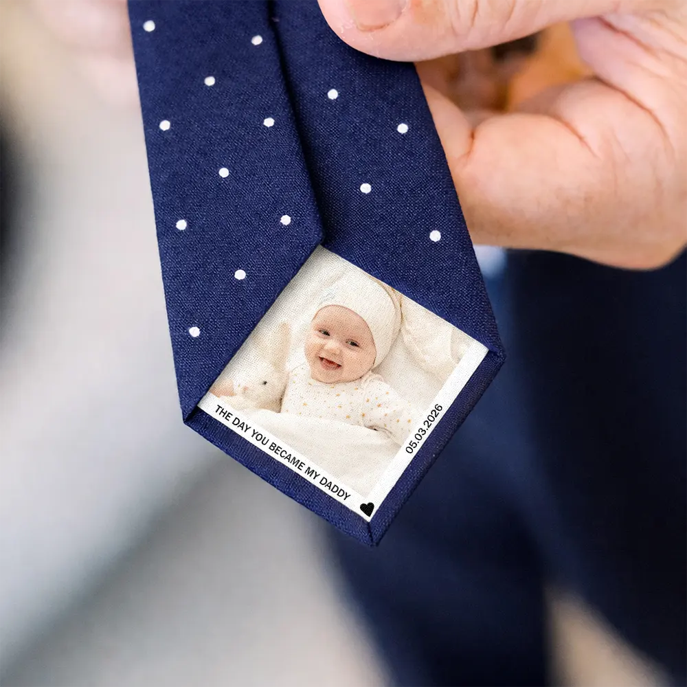 Custom Photo The Day You Became My Daddy - Personalized Fabric Tie Patch - Image 6