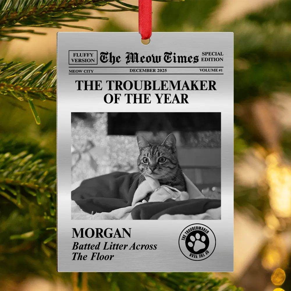 Custom Photo The Dog Times, The Meow Times - Personalized Metal Ornament - Image 3