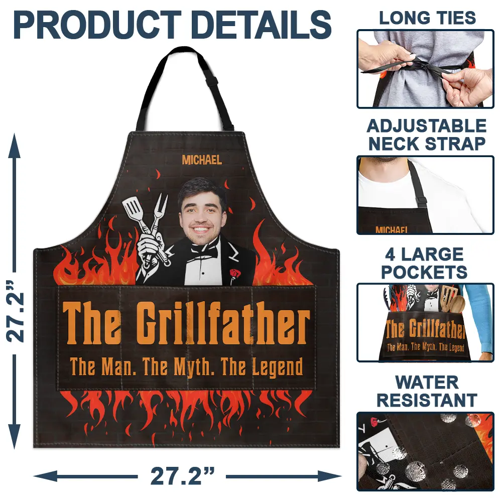Custom Photo The Grillfather - Personalized Apron - Image 5