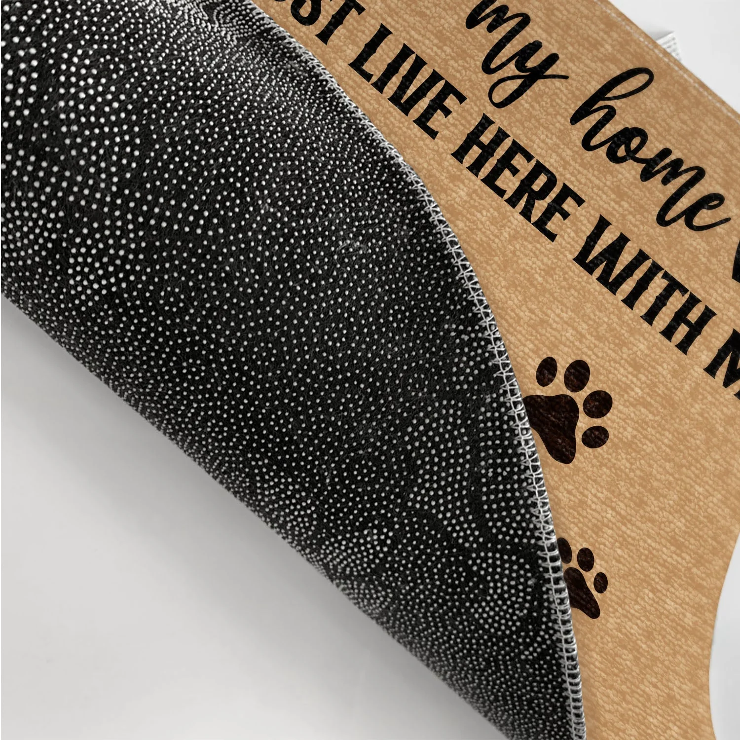 Custom Photo The Humans Just Live Here With Us - Gift For Dog Lovers And Cat Lovers - Personalized Custom Doormat - Image 3
