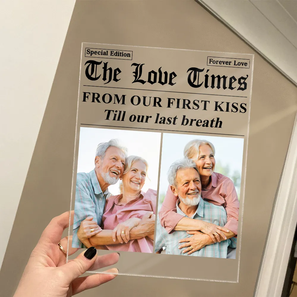 Custom Photo The Love Times Newspaper Theme - Personalized Vertical Rectangle Acrylic Plaque - Image 4