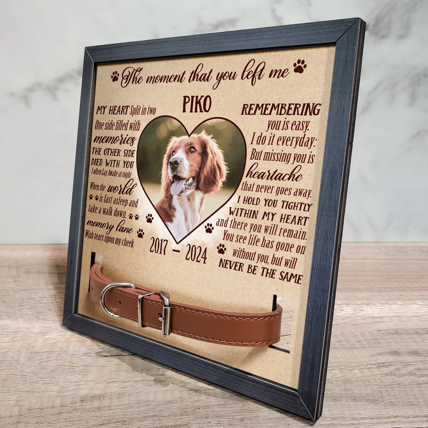 Custom Photo The Moment That You Left Me - Pet Memorial Gift, Cat Lovers, Dog Lovers - Personalized Pet Loss Sign, Collar Frame - Image 2