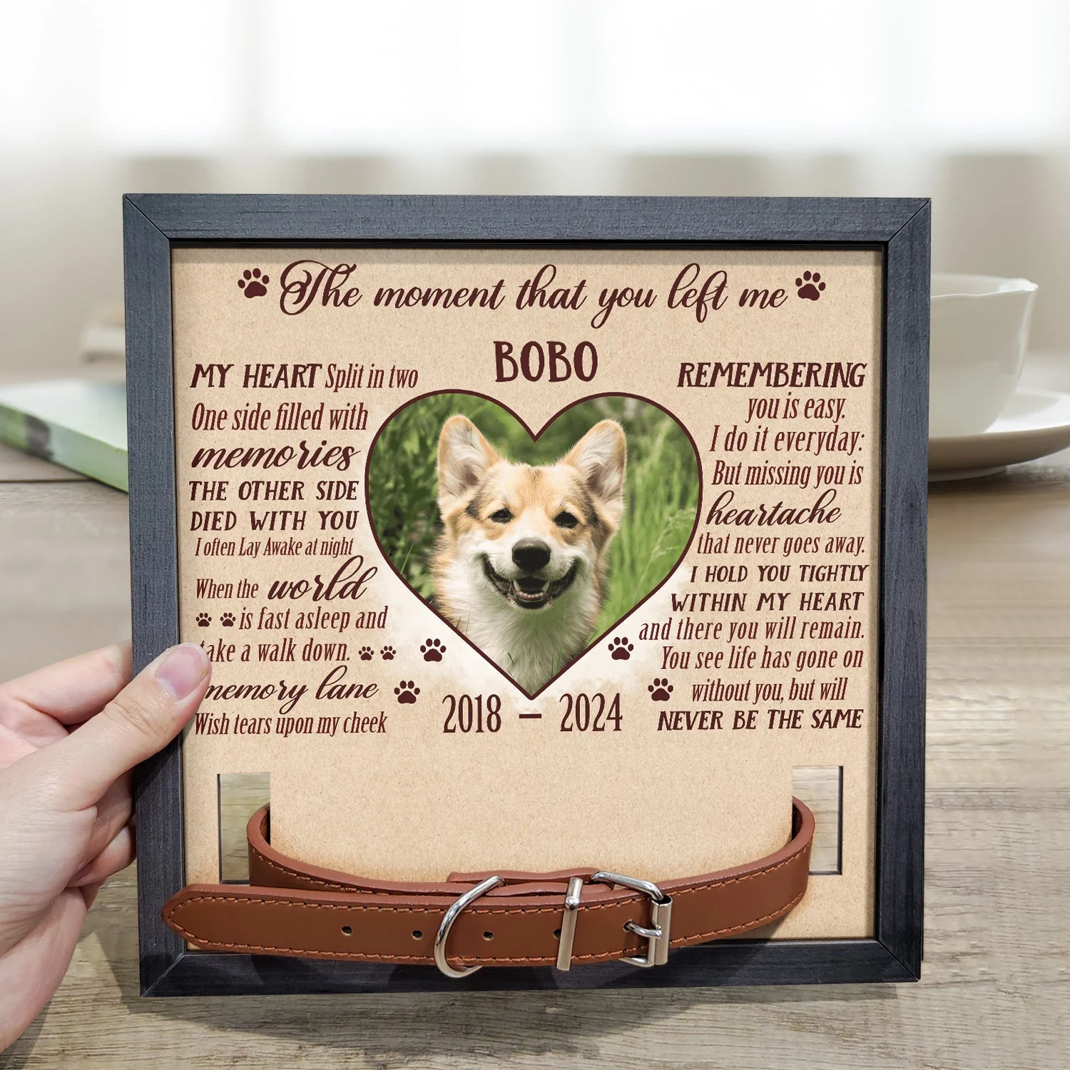 Custom Photo The Moment That You Left Me - Pet Memorial Gift, Cat Lovers, Dog Lovers - Personalized Pet Loss Sign, Collar Frame - Image 3