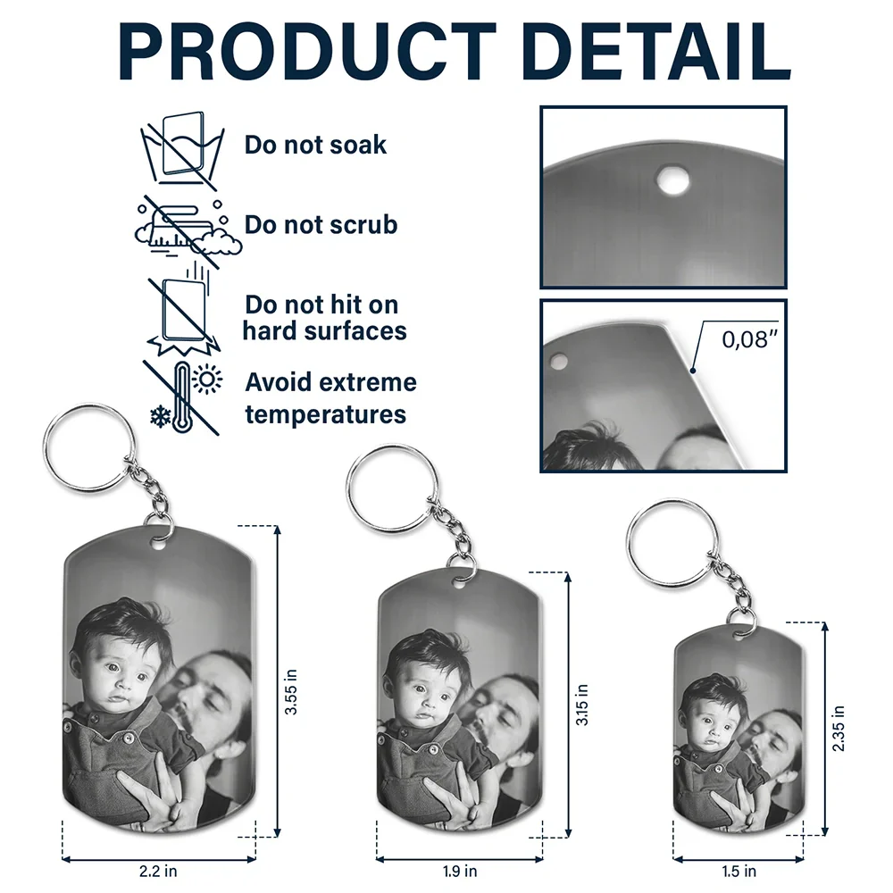 Custom Photo The Moment You Became My Daddy - Personalized Aluminum Keychain - Image 5