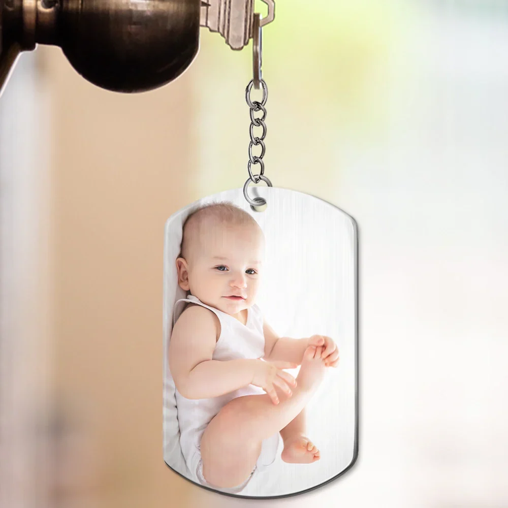 Custom Photo The Moment You Became My Mommy - Personalized Aluminum Keychain - Image 4