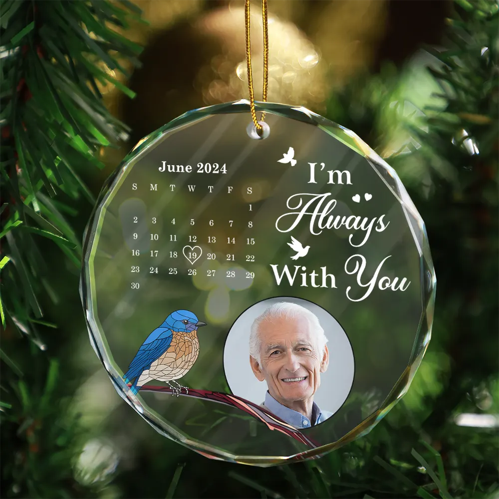 Custom Photo The Moment Your Heart Stopped Calendar Memorial - Personalized Circle Glass Ornament - Image 3