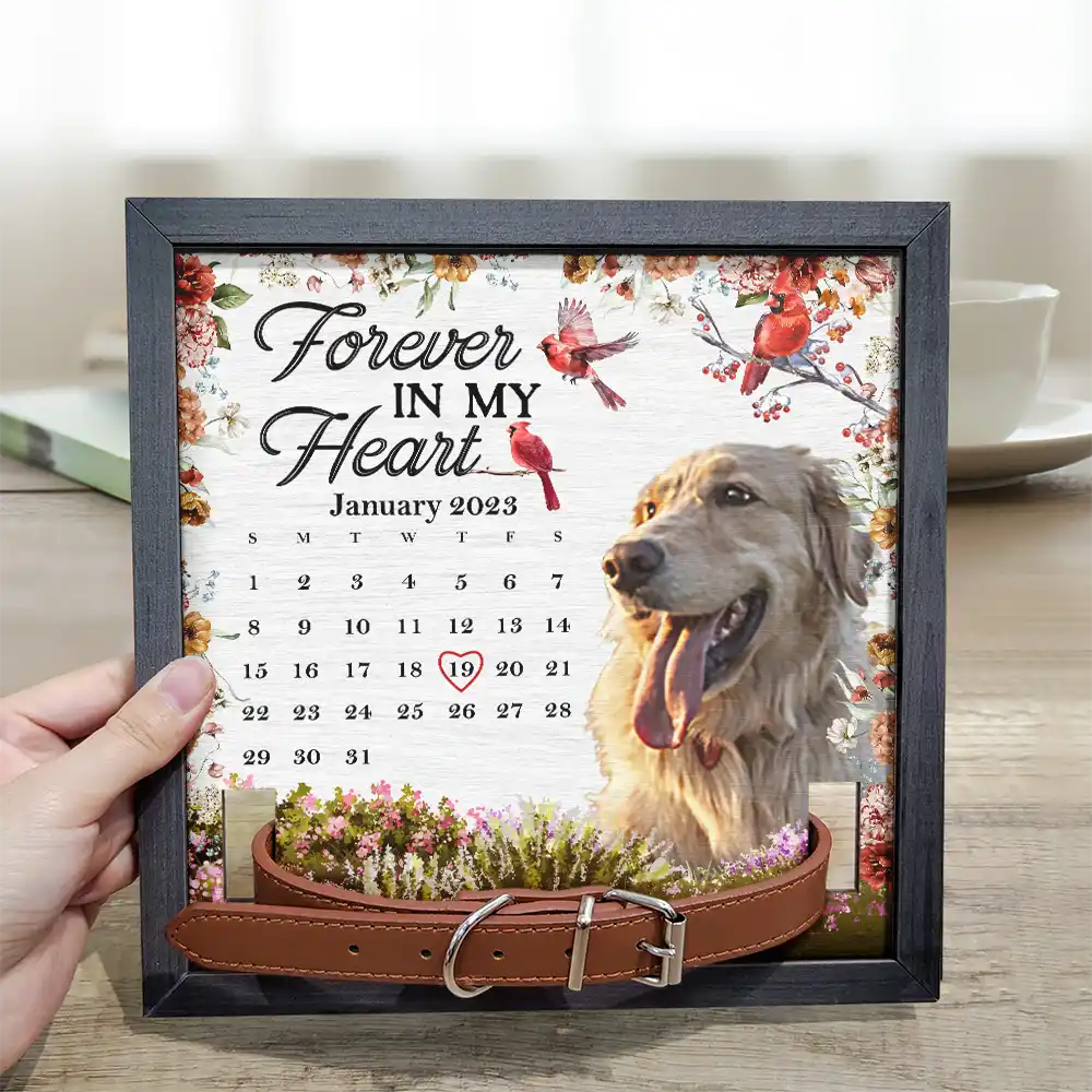 Custom Photo The Moment Your Heart Stopped Memorial Calendar With Flowers - Personalized Pet Loss Sign, Collar Frame - Image 4