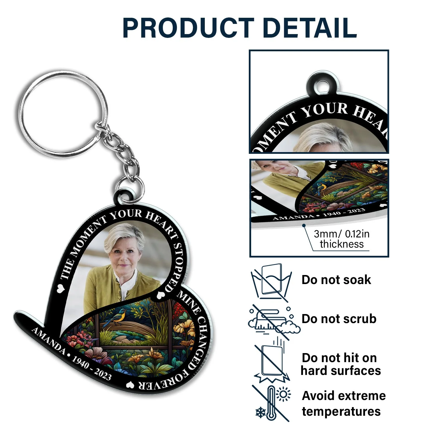 Custom Photo The Moment Your Heart Stopped - Memorial Gift For Family - Personalized Acrylic Keychain - Image 5