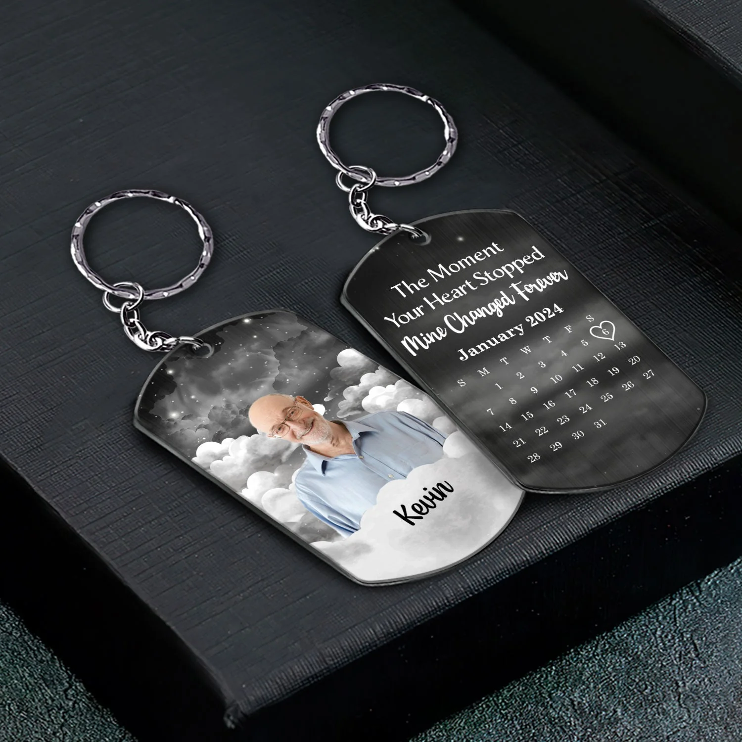Custom Photo The Moment Your Heart Stopped - Memorial Gift For Family - Personalized Aluminum Keychain - Image 3
