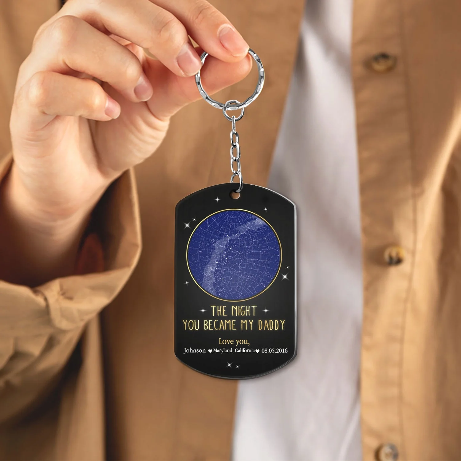 Custom Photo The Night You Became My Daddy Star Map - Gift For Dad, Father - Personalized Aluminum Keychain - Image 4