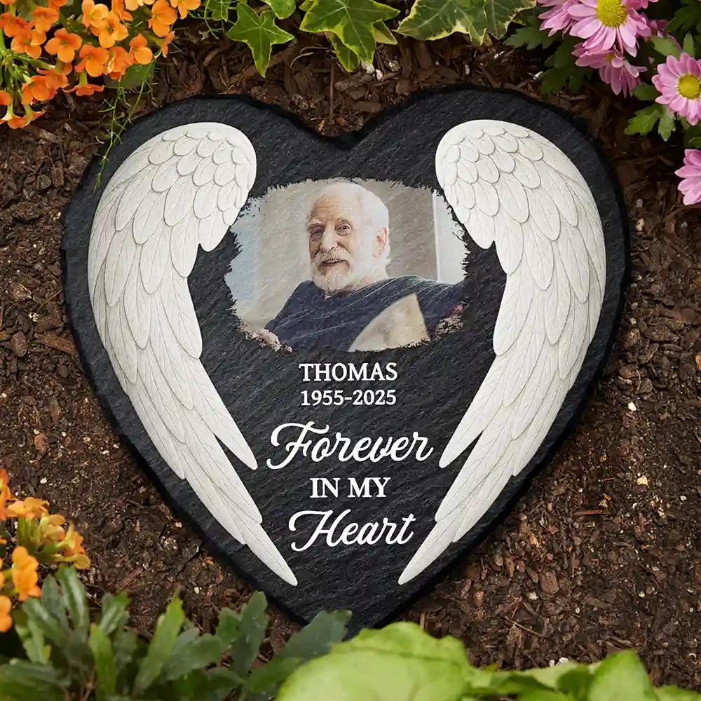 Custom Photo The One You Loved Becomes A Memory - Personalized Heart Memorial Garden Stone - Image 3