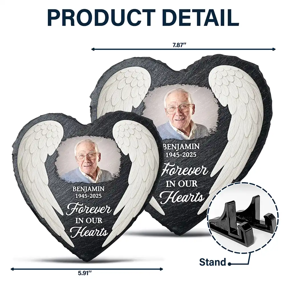 Custom Photo The One You Loved Becomes A Memory - Personalized Heart Memorial Garden Stone - Image 5