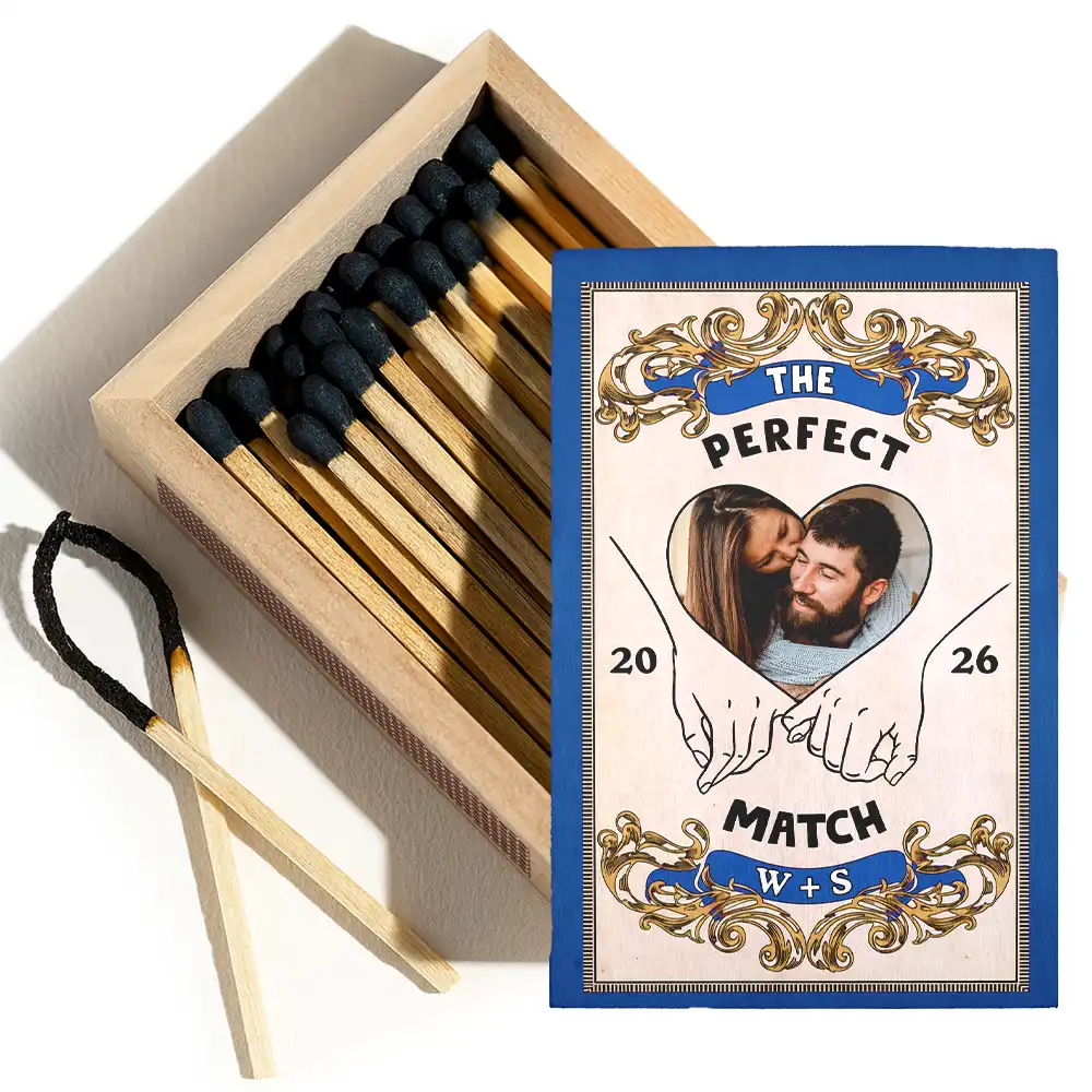 Custom Photo The Perfect Match - Personalized Wooden Matchbox - Image 3