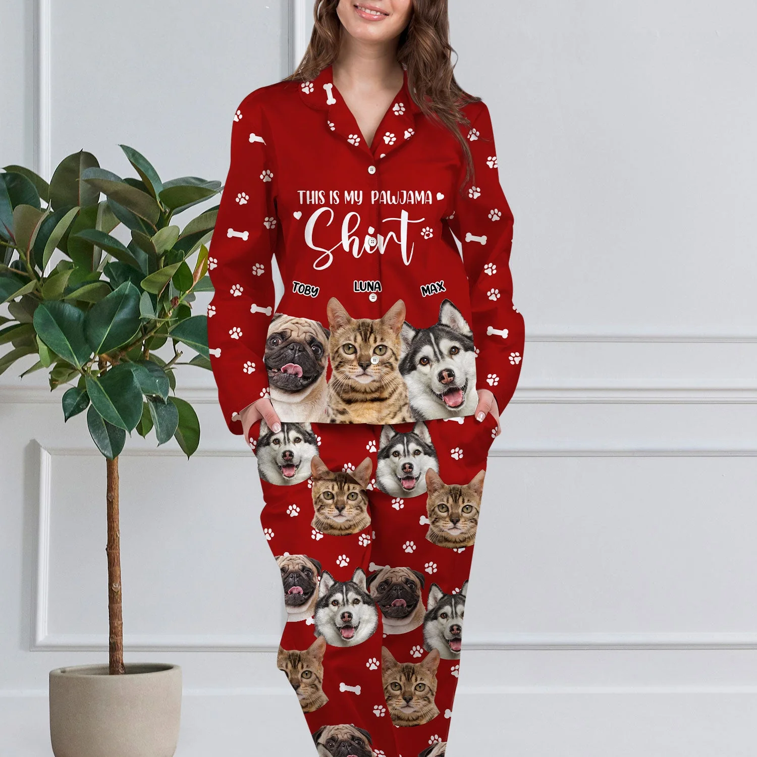 Custom Photo The Real Snuggle Official Sleepshirt - Gift For Pet Lovers, Dog Lovers, Cat Lovers - Personalized Long Pajamas Set - Image 4