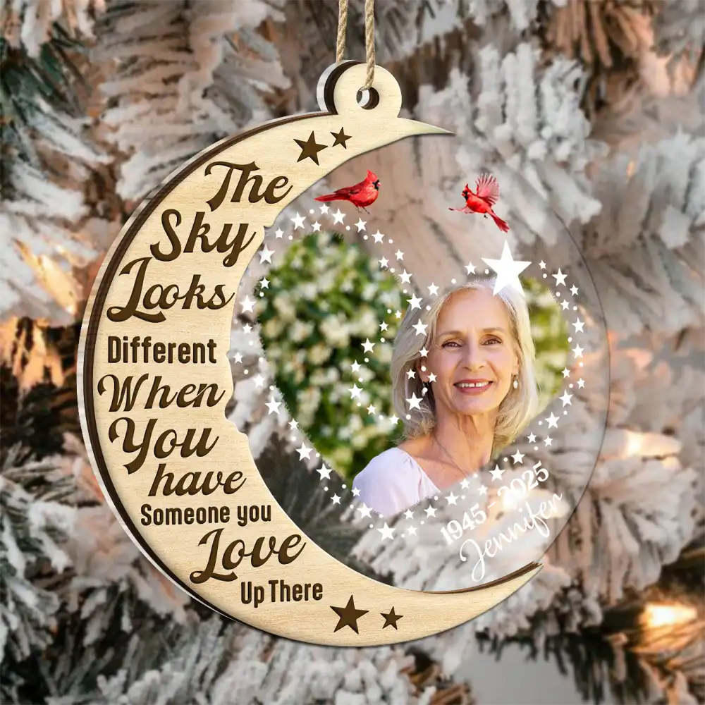 Custom Photo The Sky Look Different When You Have Someone Up There - Personalized 2-Layered Mix Ornament - Image 3