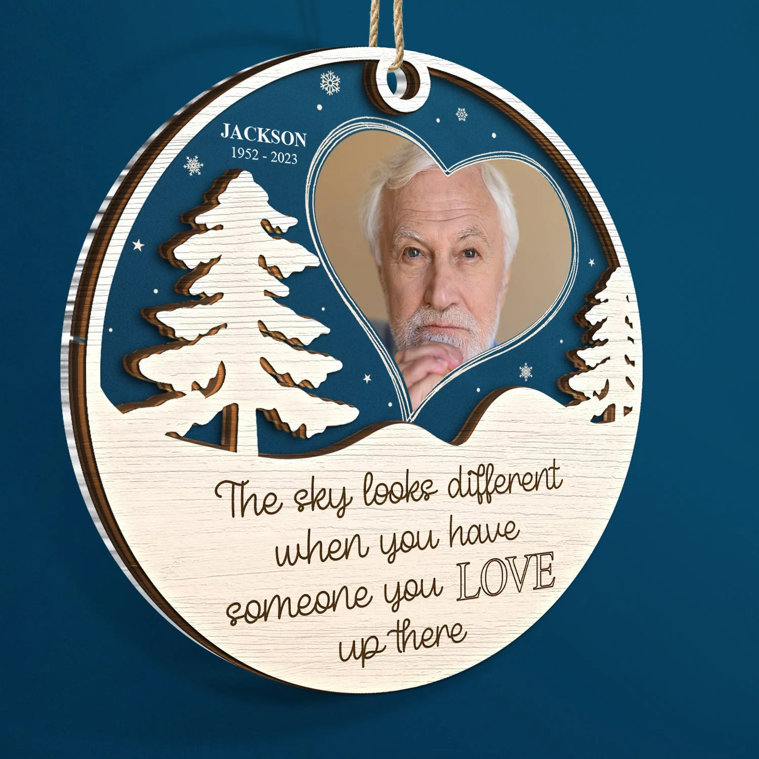 Custom Photo The Sky Looks Different - Christmas, Memorial Gift - Personalized 2-Layered Mix Ornament - Image 2