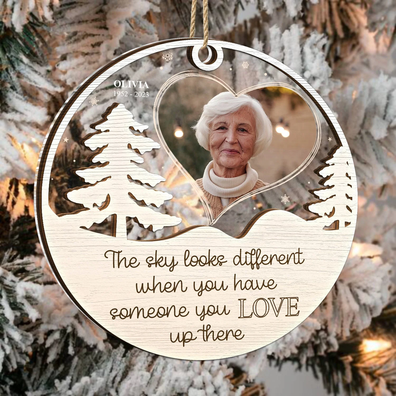 Custom Photo The Sky Looks Different - Christmas, Memorial Gift - Personalized 2-Layered Mix Ornament - Image 3