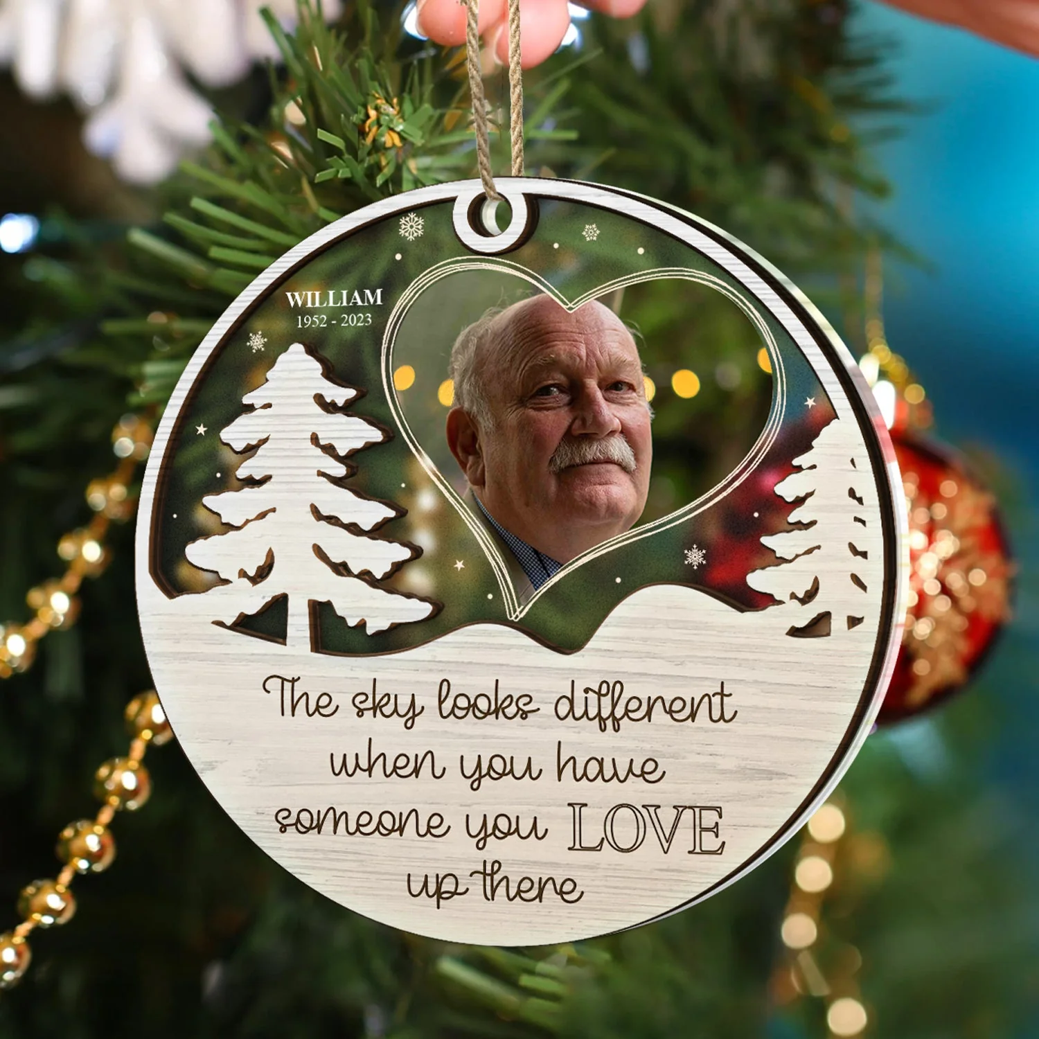 Custom Photo The Sky Looks Different - Christmas, Memorial Gift - Personalized 2-Layered Mix Ornament - Image 4