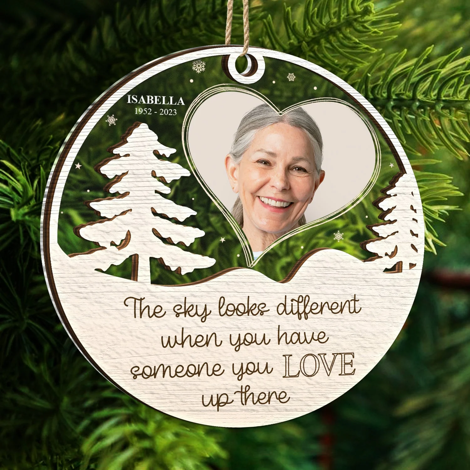 Custom Photo The Sky Looks Different - Christmas, Memorial Gift - Personalized 2-Layered Mix Ornament - Image 5