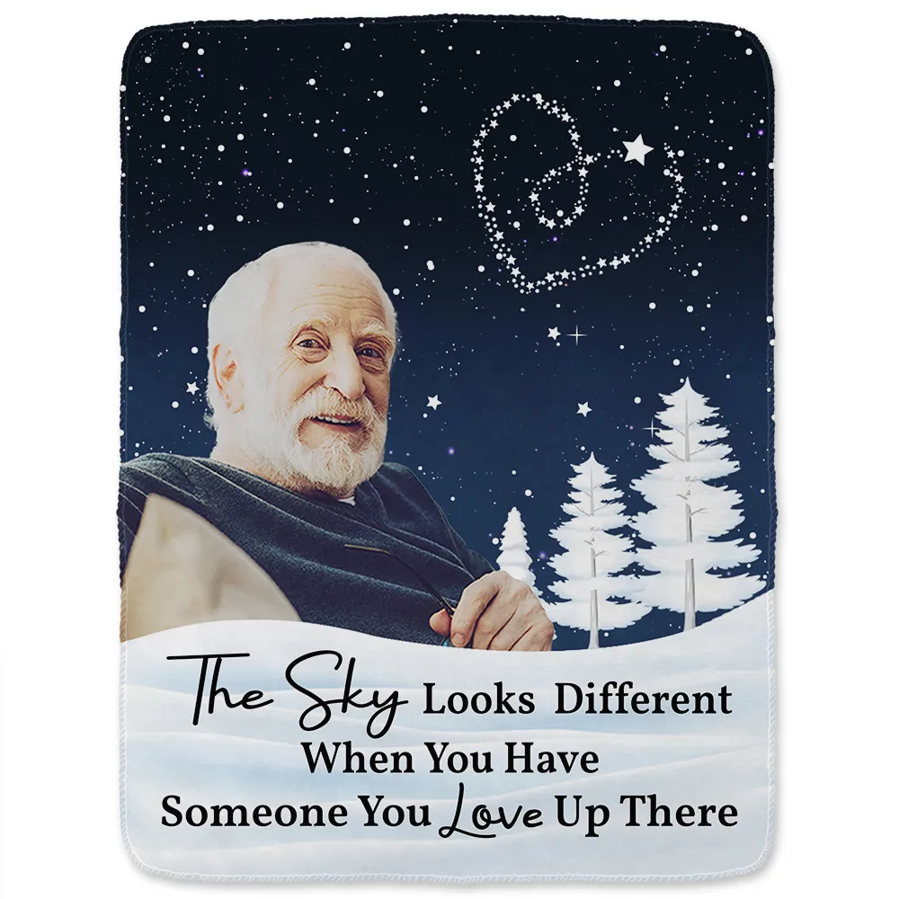 Custom Photo The Sky Looks Different Memorial Family - Personalized Fleece Blanket, Sherpa Blanket - Image 3