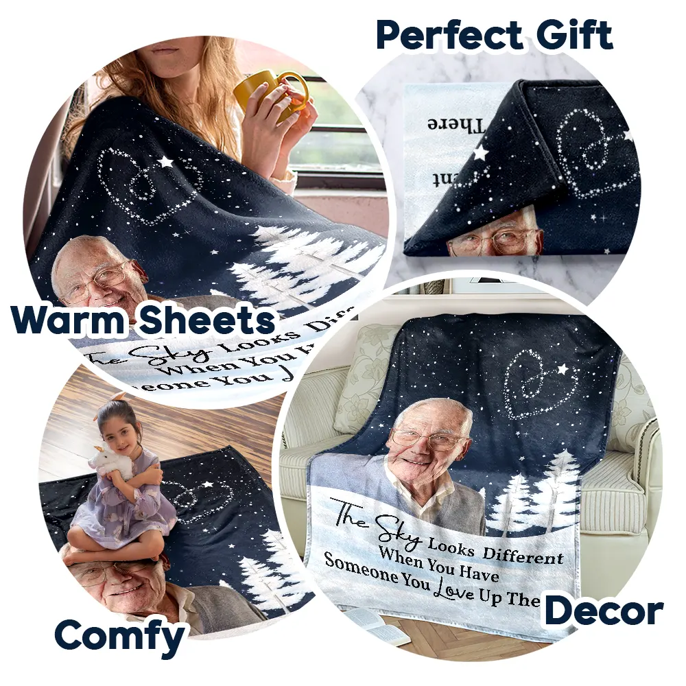 Custom Photo The Sky Looks Different Memorial Family - Personalized Fleece Blanket, Sherpa Blanket - Image 8