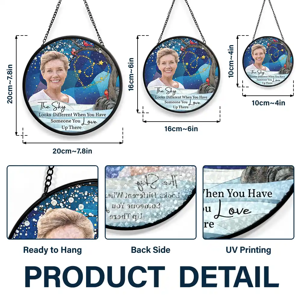 Custom Photo The Sky Looks Different Memorial Family - Personalized Stained Glass Window Hanging Suncatcher - Image 4