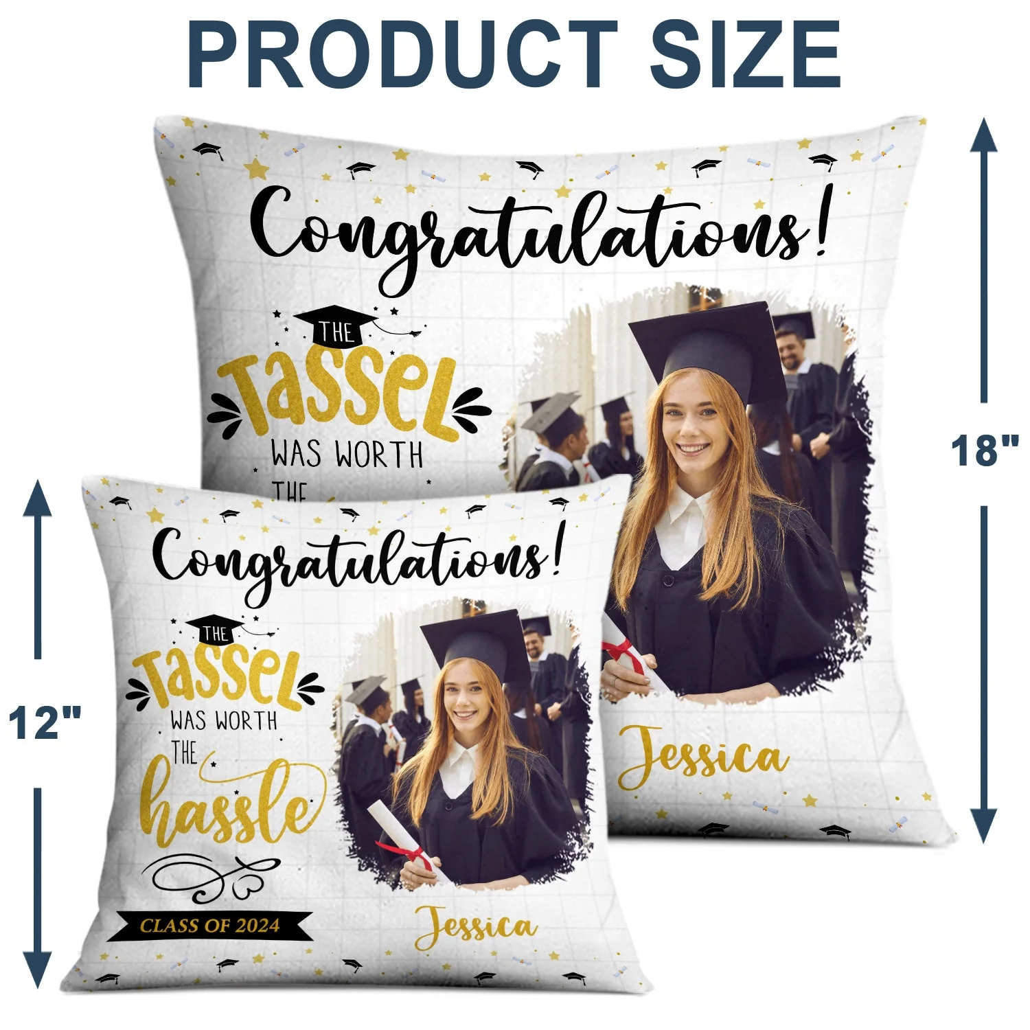 Custom Photo The Tassel Was Worth The Hassle - Graduation Gift - Personalized Pillow - Image 4