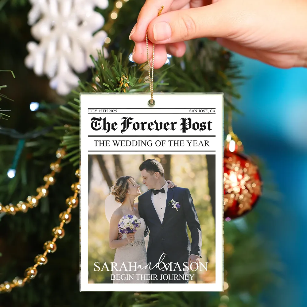 Custom Photo The Wedding Of The Year Newlywed Couples - Personalized Custom Shaped Acrylic Ornament - Image 6