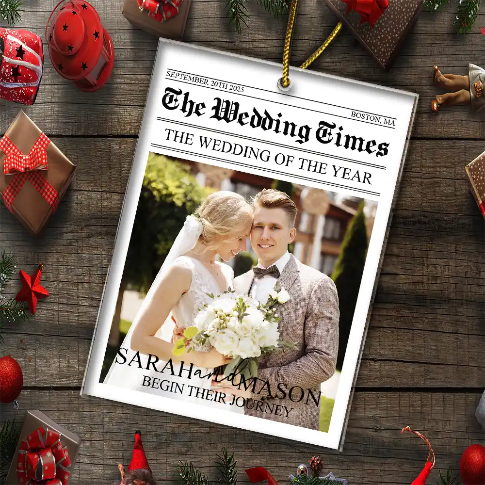 Custom Photo The Wedding Of The Year Newlywed Couples - Personalized Custom Shaped Acrylic Ornament - Image 7