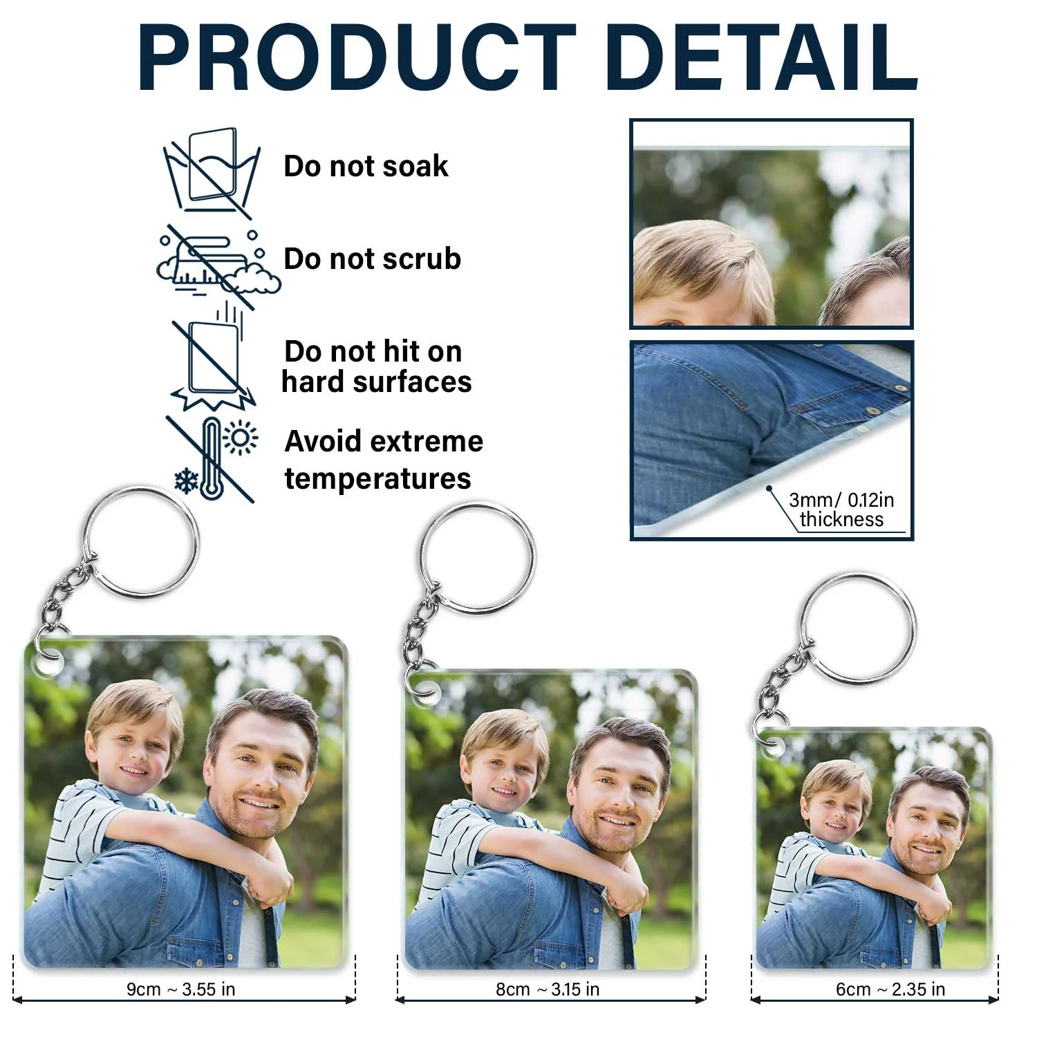 Custom Photo The World's Best Dad - Gift For Daddy, Father, Grandfather, Grandpa - Personalized Acrylic Keychain - Image 5